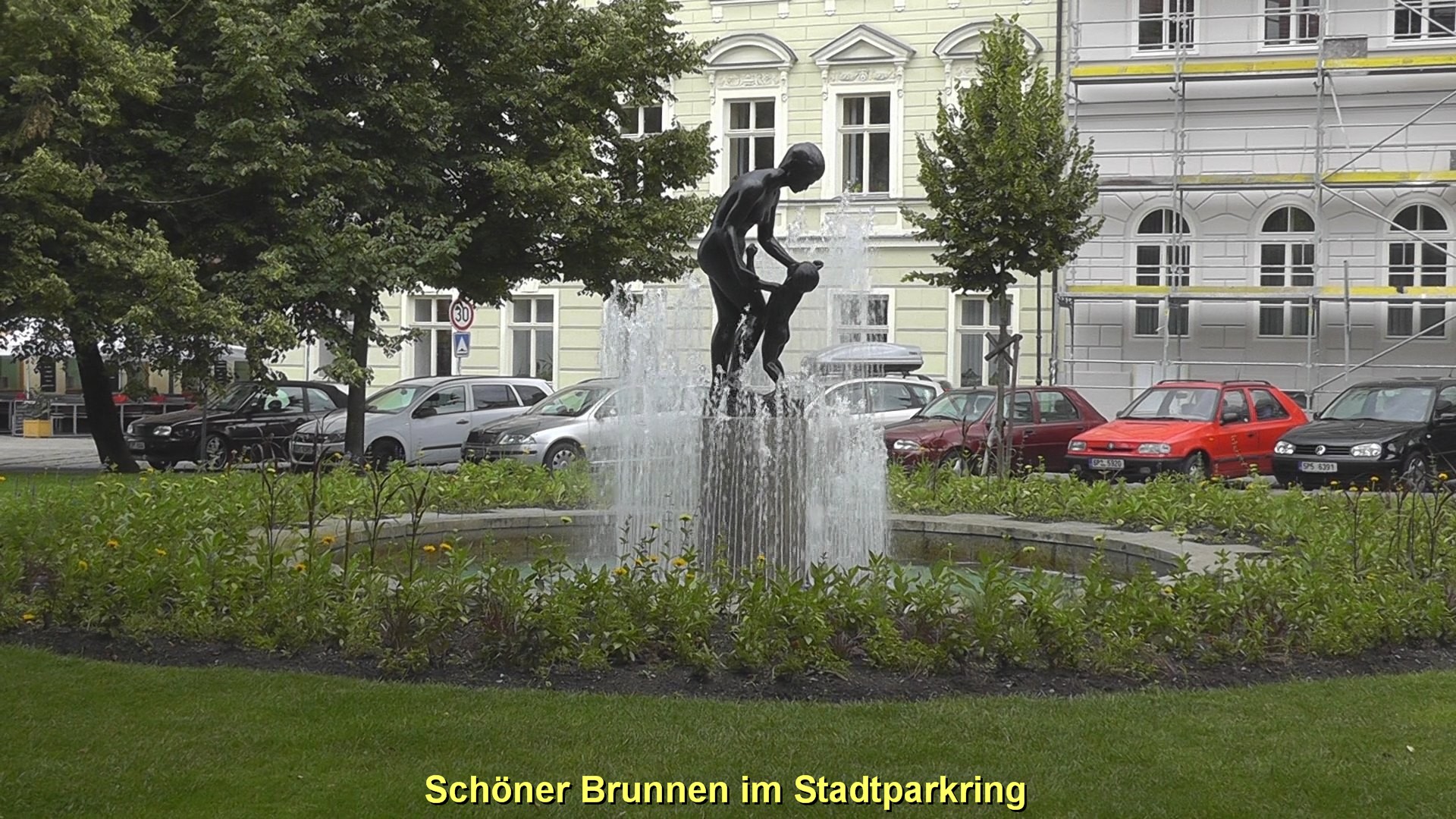 Pilsen Moderner Brunnen im Stadtpark